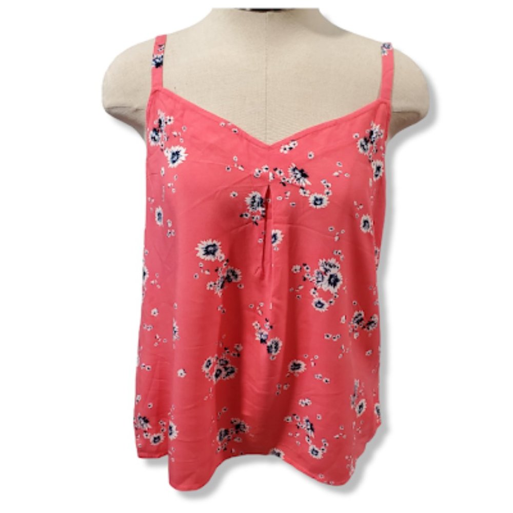 GAP Pink Tank w Blue and White Floral Print- M